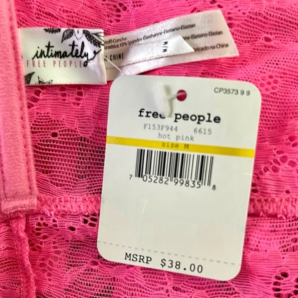 Free People Intimately Galloon Scalloped Cropped Lace Bra Bandeau Medium Pink